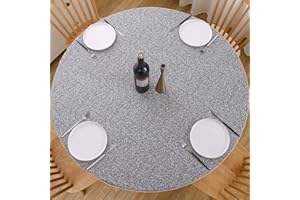 LIBERECOO Round Fitted Vinyl Tablecloth Waterproof Elastic Edged Table Cloth - Granite Pattern -Plastic Table Covers for Indoor & Outdoor