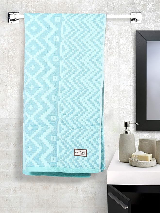 Cannon Jacquard Double Layer Blue Medium Bath Towel 1 PC Amazon.in