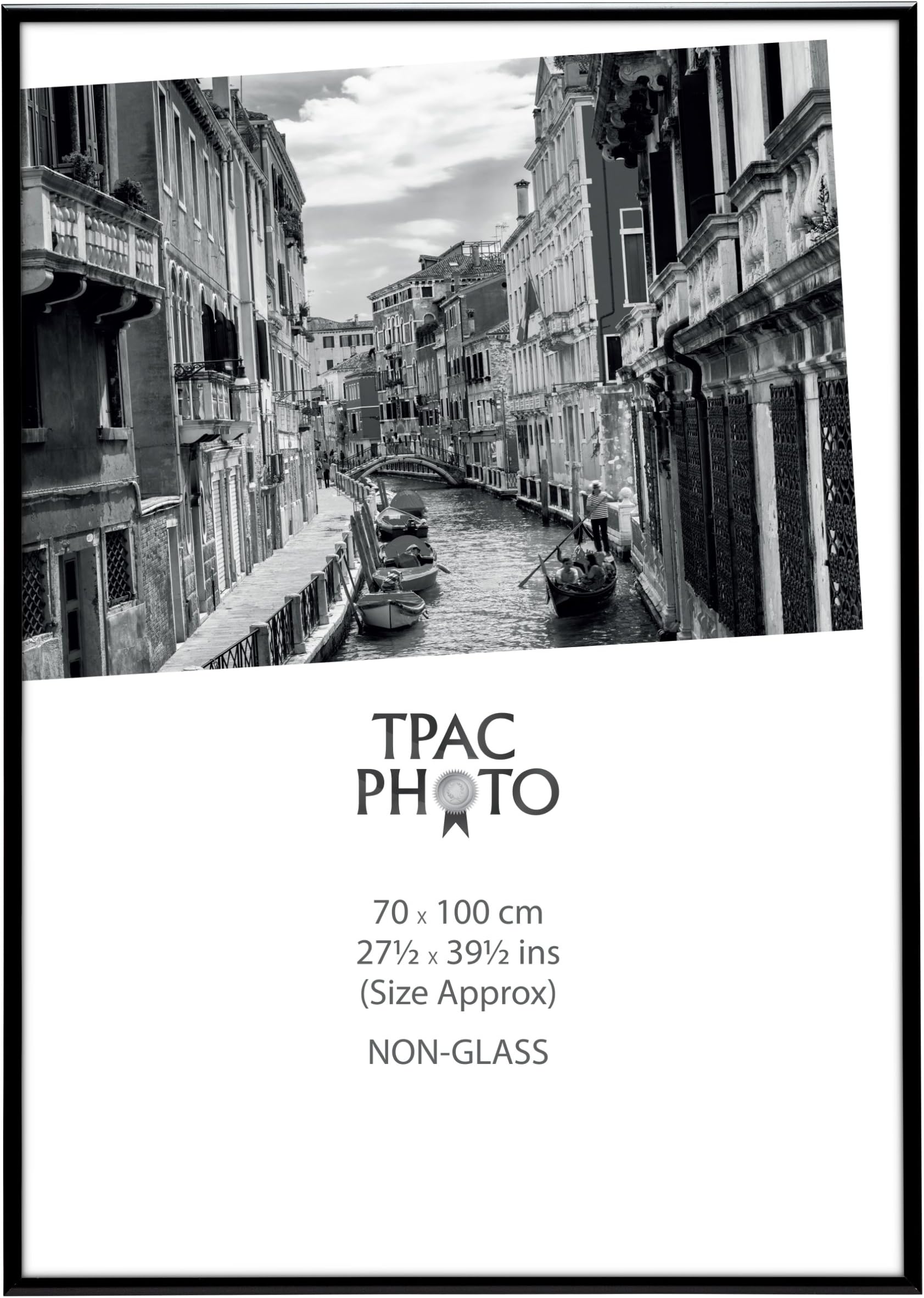 Hampton Frames ALUMINIUM Poster Certificate Photo Frame Acrylic (Non Glass) Black 70x100cm PAAF7010BBLK