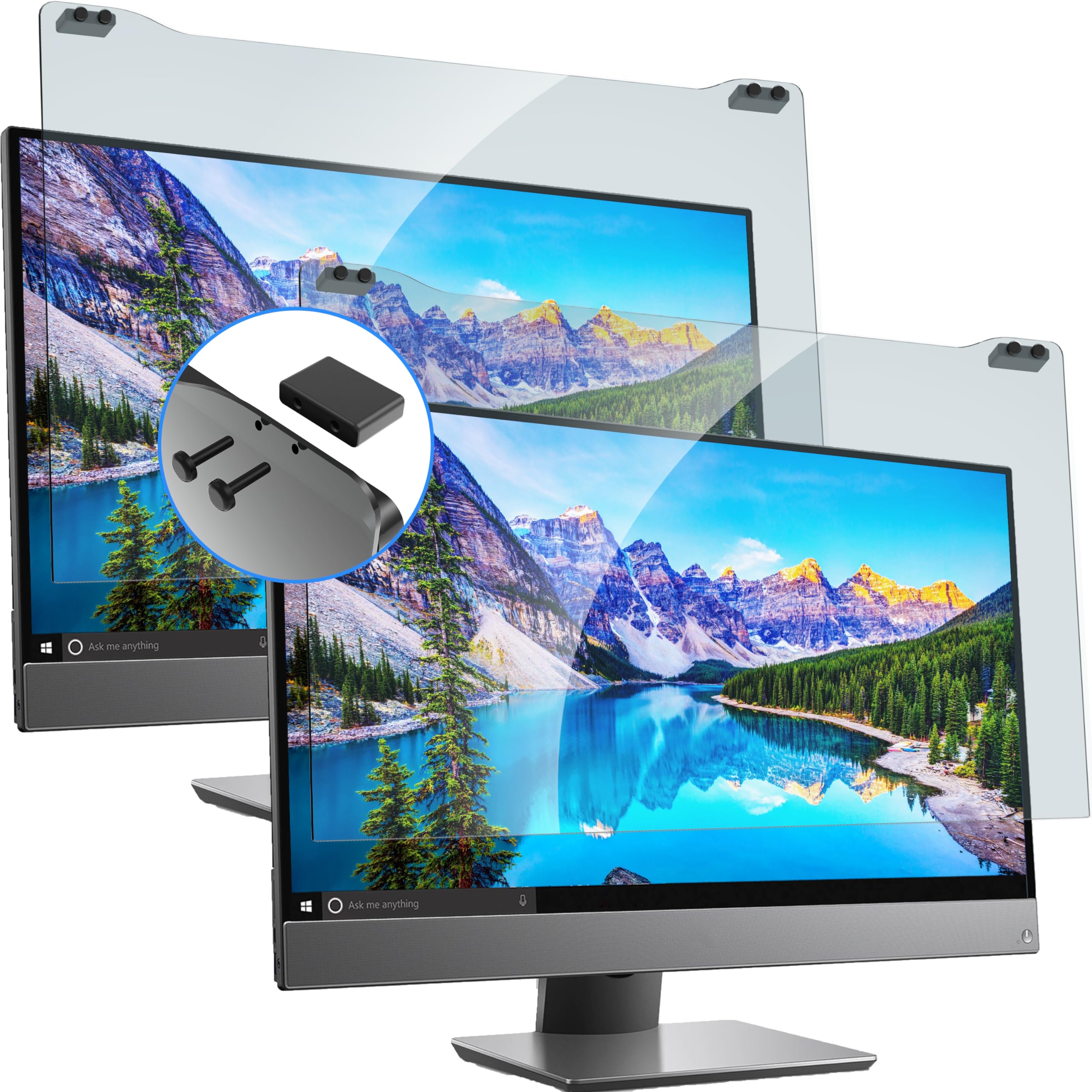Photo 1 of ZYY 2 Pack 23-24 Inch Computer Screen Blue Light Blocker for Diagonal 23,23.6,23.8,24 Inch Monitor, UV Blocking Filter(21 1/4x13 3/8) for Eye Strain,Hanging Anti Blue Light Screen Protector