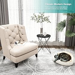 HLR Modern Round Side Table, End Table with Marble