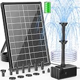 POPOSOAP 8W Solar Fountain Pump with Built-in 3600mAh Battery, Solar Powered Bird Bath Fountain with Dry-run Protection &amp; Double-layer Nozzles 5Ft Tubing for Pond, Bird Bath, Backyard Water Feature