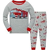 Akyzic Toddler Boys Planet Pajamas Dinosaur Cotton Kids Truck 2 Piece Train Kids Pjs Sleepwear Clothes Set 3-10T