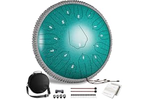 Lronbird Steel Tongue Drum 13 Inch 15 Notes Hand Drums with Travel Bag Mallets Music Book, D Major Musical Instruments for Adults - Concert Percussion - Sound Healing (Malachite)