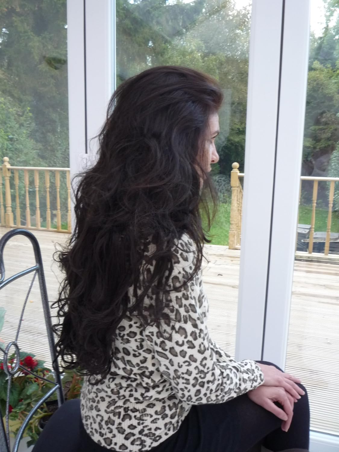 Hair Extension Hair Piece Full Clip On Half Head Wig Dark Brown