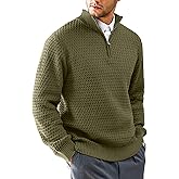 KAVIANA Men's Quarter-Zip Sweater Textured-Knit Mock Neck Pullover Business Casual Slim Fit, S-5XL