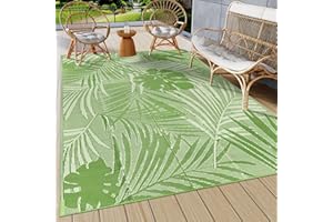 famibay Outdoor Rug Waterproof Outdoor Carpet 6x9 Plastic Area Rug Reversible Patio Mat Tropical RV Mats Outdoor Mats for Pat