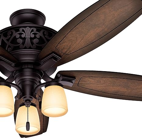 Hunter Fan 54 Traditional Ceiling Fan In Brittany Bronze With Tea