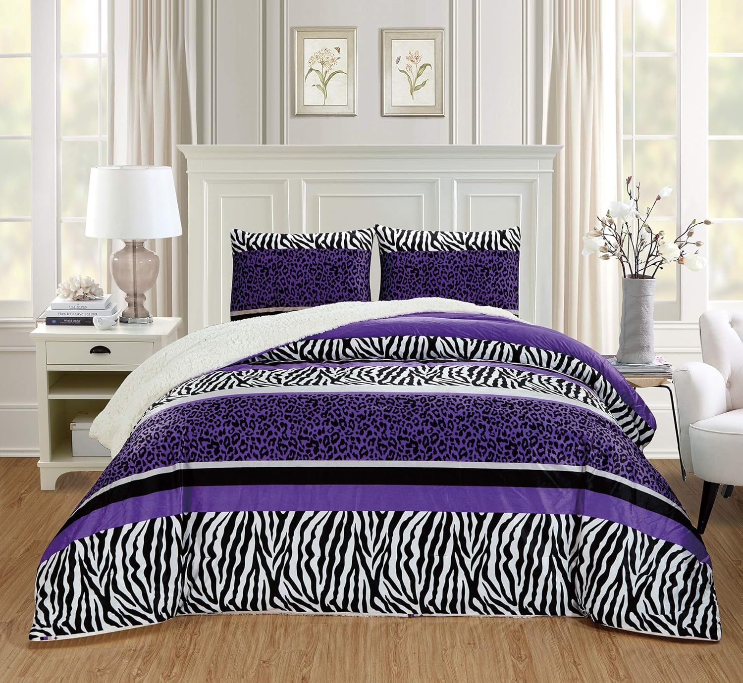 Amazon Com Grandlinen 2 Piece Twin Size Dark Purple Black Animal