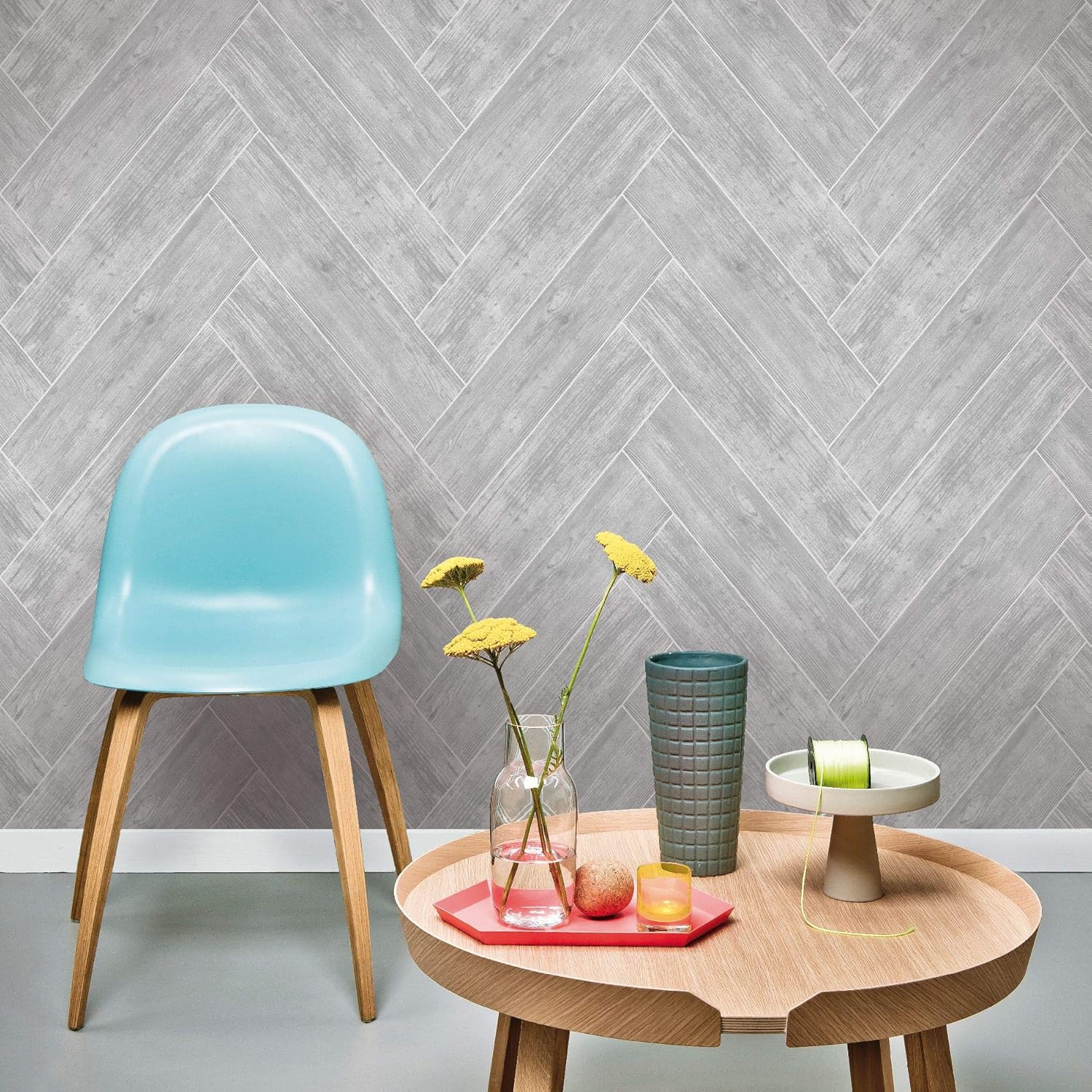 Superfresco Easy Dark Grey Herringbone Wood Wallpaper: Amazon.co.uk