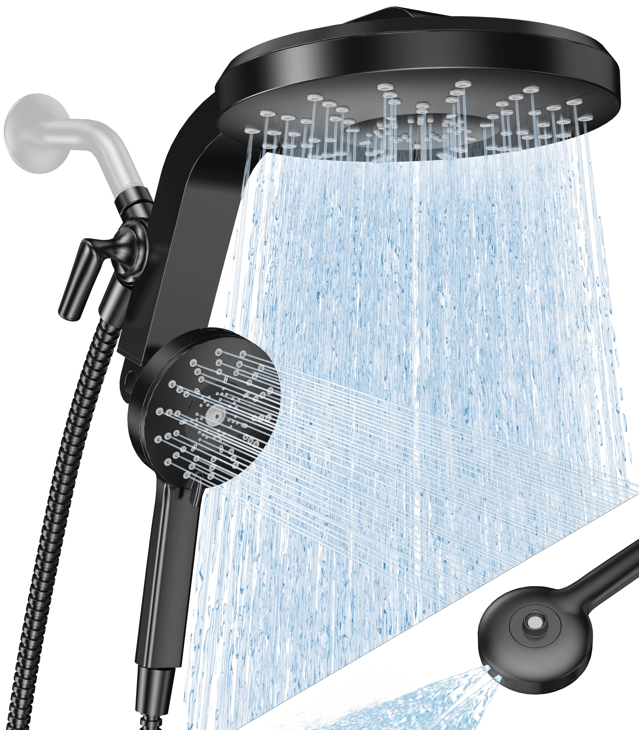 Photo 1 of High Pressure Rain Showerhead Combo, 2026 Magnetic Shower Head Set with Detachable 8-Mode Handheld Shower Spray, Adjustable Angle Dual Showerhead System with Built-in Magnetic Docking and Power Jets