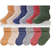 Eocom 6 Pairs Baby Boys Girls Wool Socks Infant Toddlers Kids Unisex Winter Thick Soft Warm Thermal Crew Socks