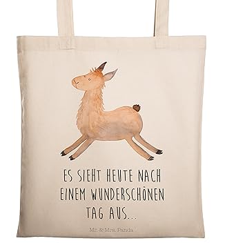 Mr Mrs Panda Tragetasche Lama Springend Lama Lamas Lieblingstag Happy Day Fröhlich Glück Freundin Liebeskummer Neustart Guten Morgen