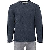 Aran Crafts Mens Plain Curl Neck Long Sleeve Sweater (100% Wool)