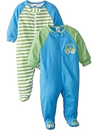 Gerber Baby Boys' 2 Pack Zip Front Sleep 'n Play