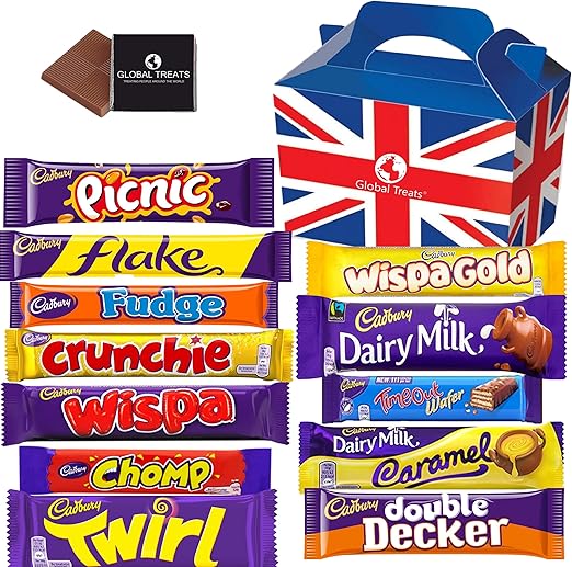 Cadbury Chocolate Gift Pack Large 12 Full Size Chocolate Bars Of Delicious Cadbury Chocolate From The Uk With Unique Gift Box And A Free British Chocolate Amazon Co Uk Grocery