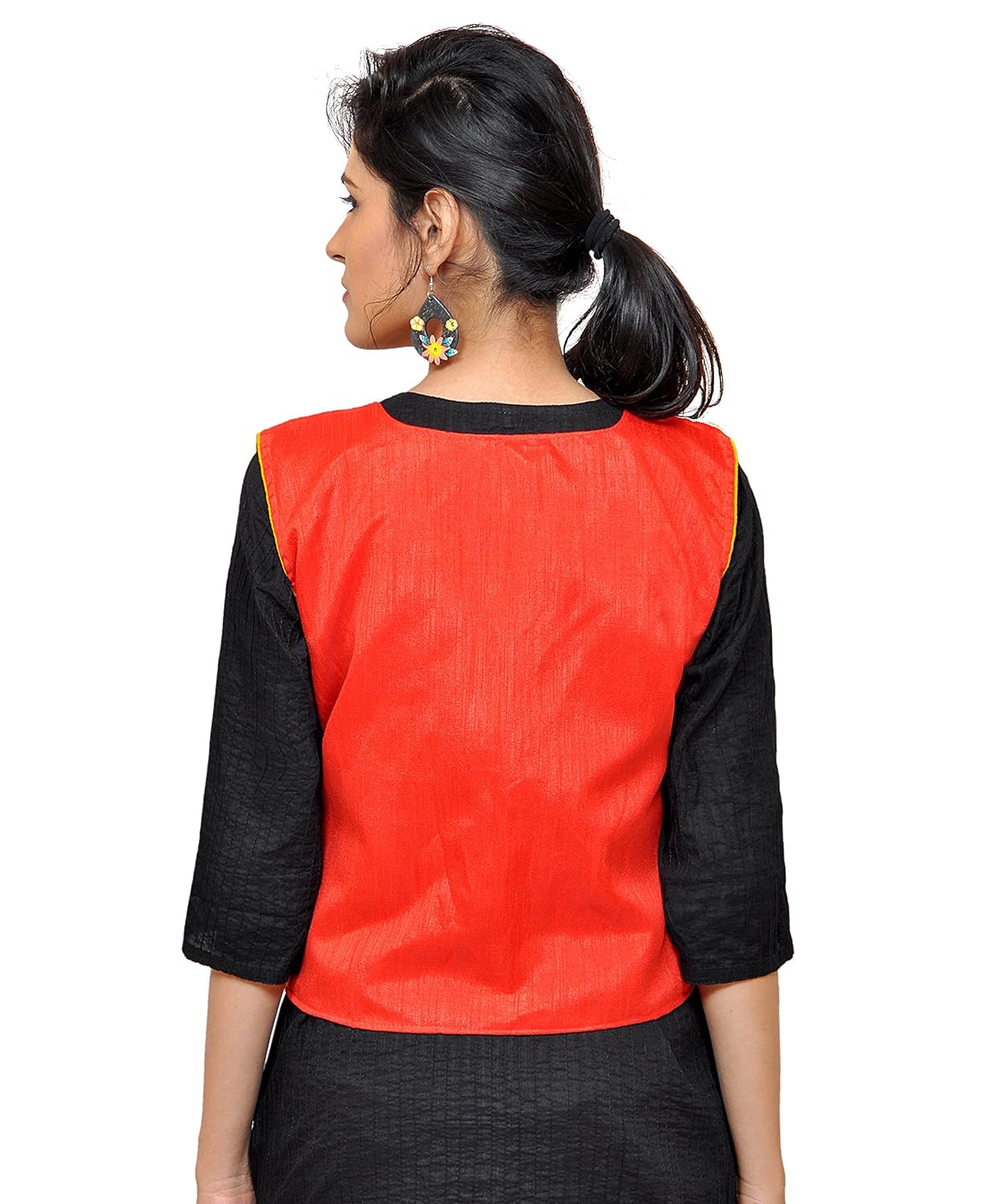 banjara women's cotton blend kutchi jacket/koti (mjk-circus03) - red