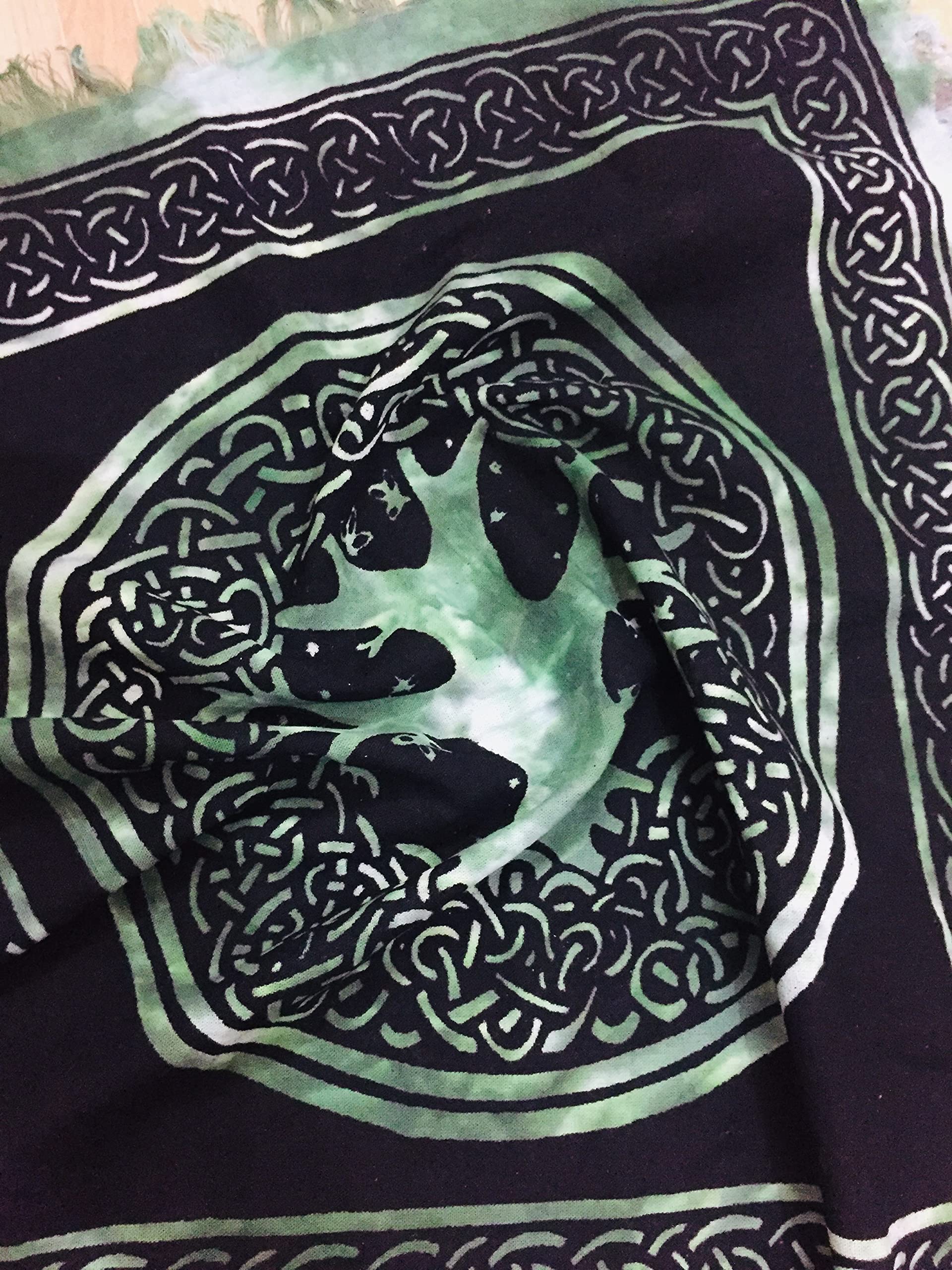 Indian Consigners Altar Green Celtic Tree of Life Tarot Square 18