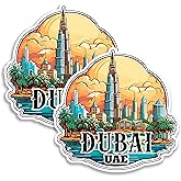 Dubai UAE Fridge Magnet 4 Inch 2-Pack Vinyl | Holds On Refrigerators, Lockers, Whiteboards &amp; Filing Cabinets &ndash; Travel Souvenir Gift For Men &amp; Women