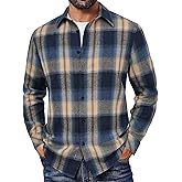 COOFANDY Mens Flannel Shirts Long Sleeve Plaid Button Down Shirts Casual Cotton Shirts