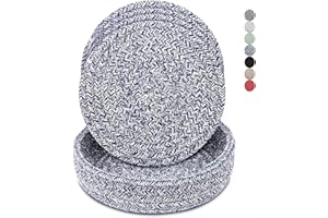 CAZZON Trivets for Hot Dishes, Trivets for Hot Pots and Pans, Hot Pads for Countertops, Coasters 4 Pcs and Storage Basket 1 Pack, Pot Holders for Kitchen, Cotton Hot Mats Cooking Pad Protect Table (Blue)