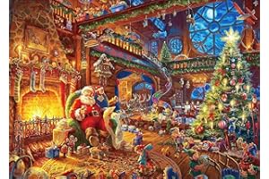 CHENGQISM 1000 Piece Christmas Puzzle for Adults Christmas Puzzle 1000 Pieces Santa Claus Puzzles Santa's House Oil Painting Puzzles for Adults Teens Kids Puzzle Christmas Jigsaw Puzzles 1000 Pieces for Adults