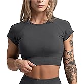 Gymreapers Short Sleeve Workout Tops for Women - Crop Tops for Women Tee - Yoga Athletic Tops for Running, Gym, & Training