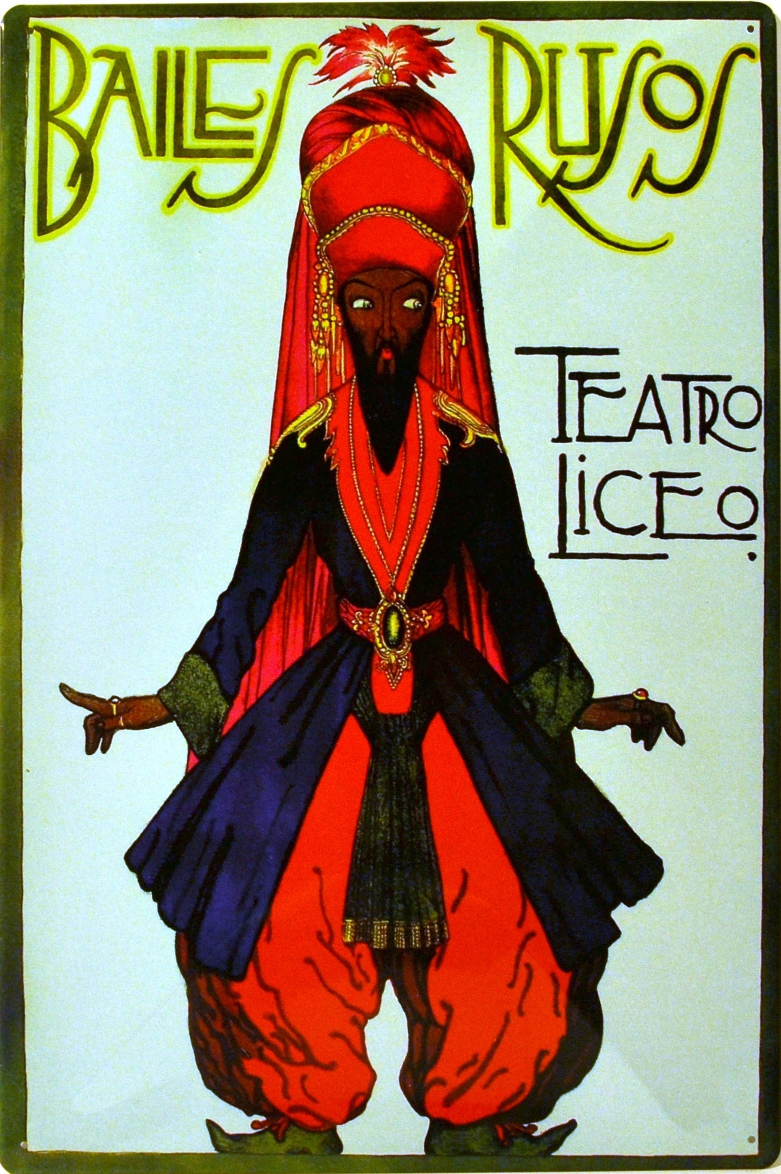 ART ESCUDELLERS Tin poster sign, with retro vintage design from Catalunya/Spain. Tin sign. 19,68" X 13,19" (BAILES RUSOS CON TURBANTE)