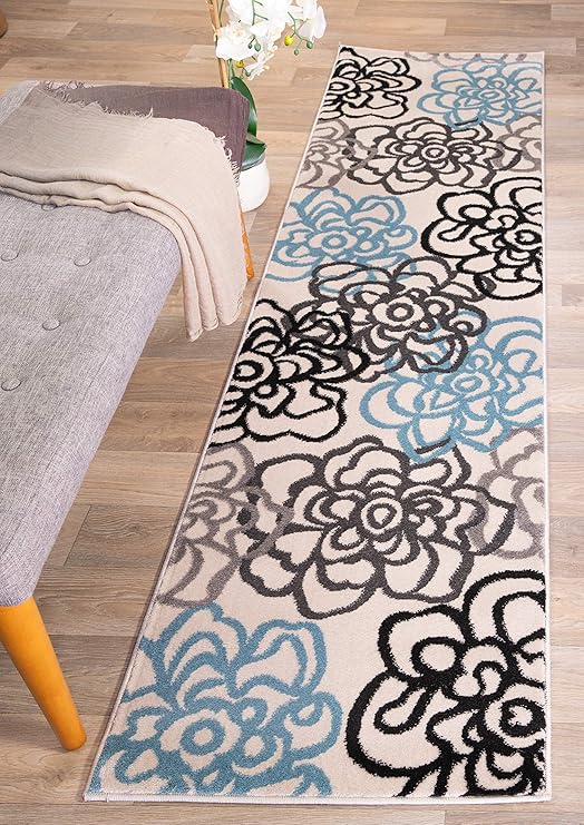 Contemporary Modern Floral Flowers Runner Area Rug 2' x 7'2
