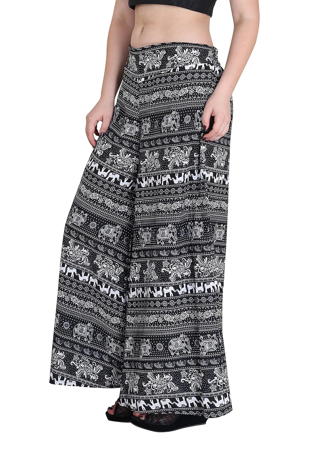 jollify regular fit women's black printed plazzo