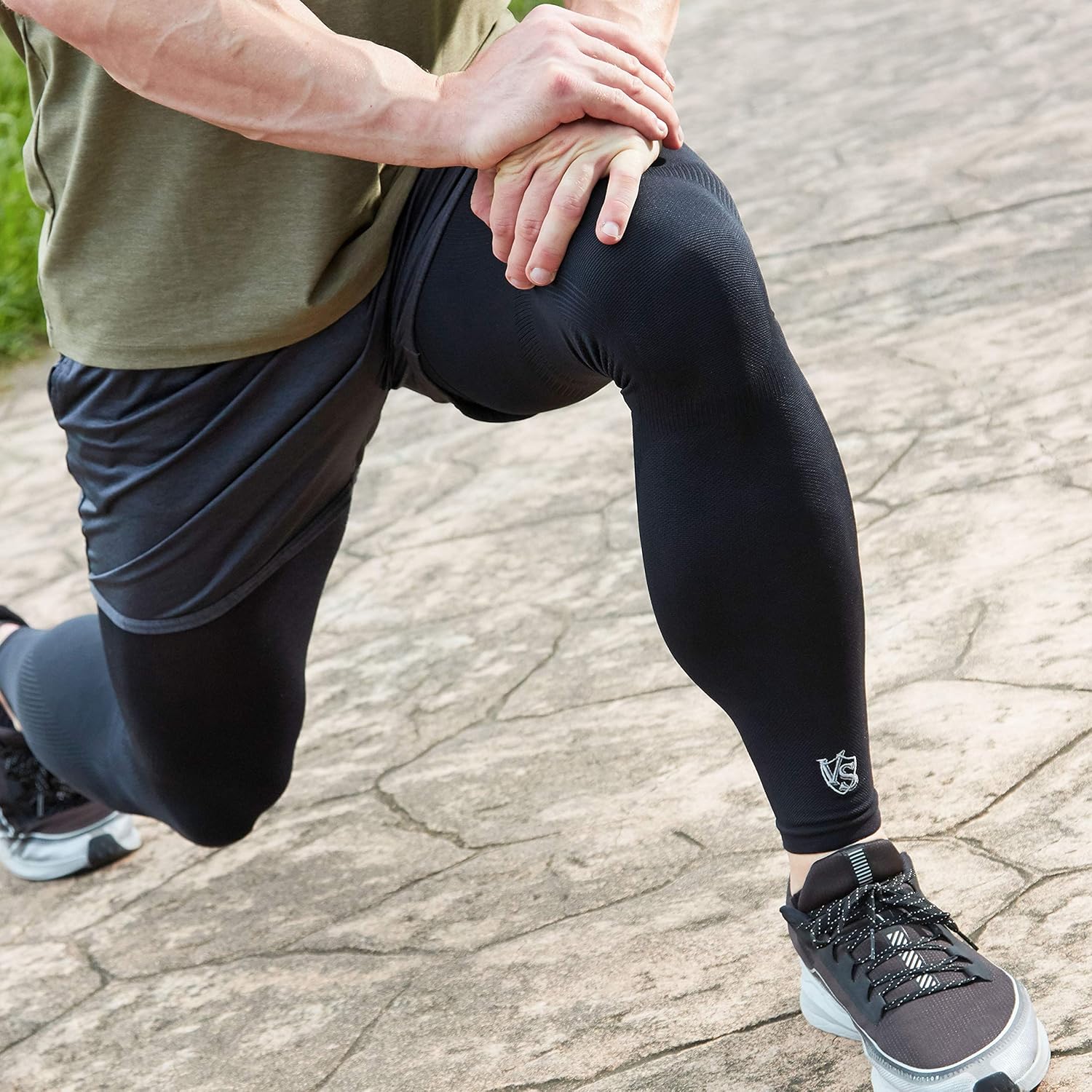 Vital Salveo -Germanium Recovery Compression Sports Full Leg Sleeve Length Thigh Calf Long Knee Sleeve with UV protection Support Single Tight. For Basketball, Arthritis Men and Women (1 PC)-X-Large: Health & Personal Care