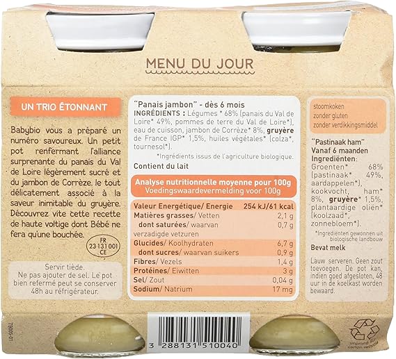 Babybio Petits Pots Panais Jambon De Correze 2x0g 6 Mois Lot De 3 Amazon Fr Epicerie