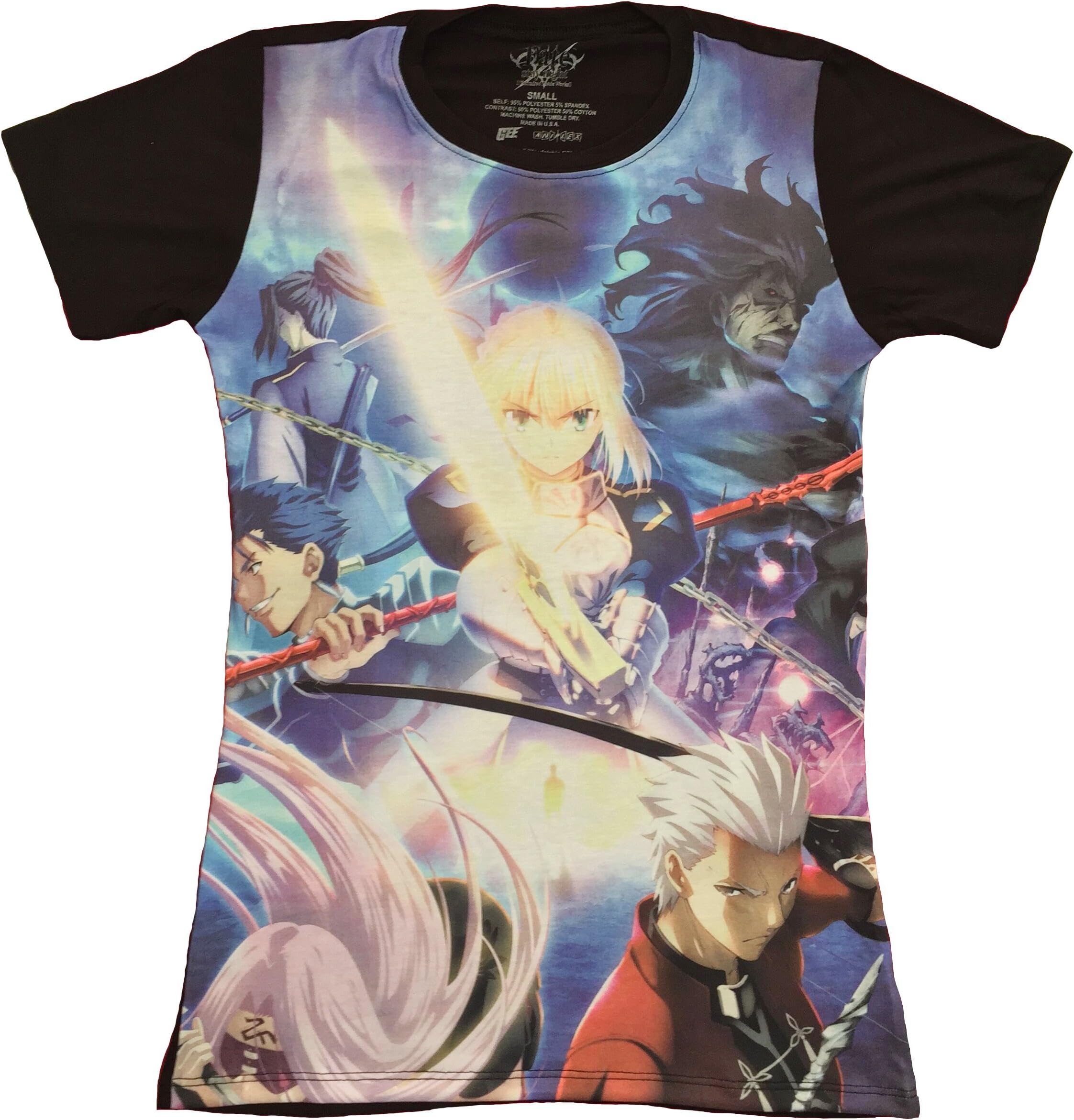 Fate Stay Night: Saber, Archer, Lancer Group Sublimation Girls T-Shirt