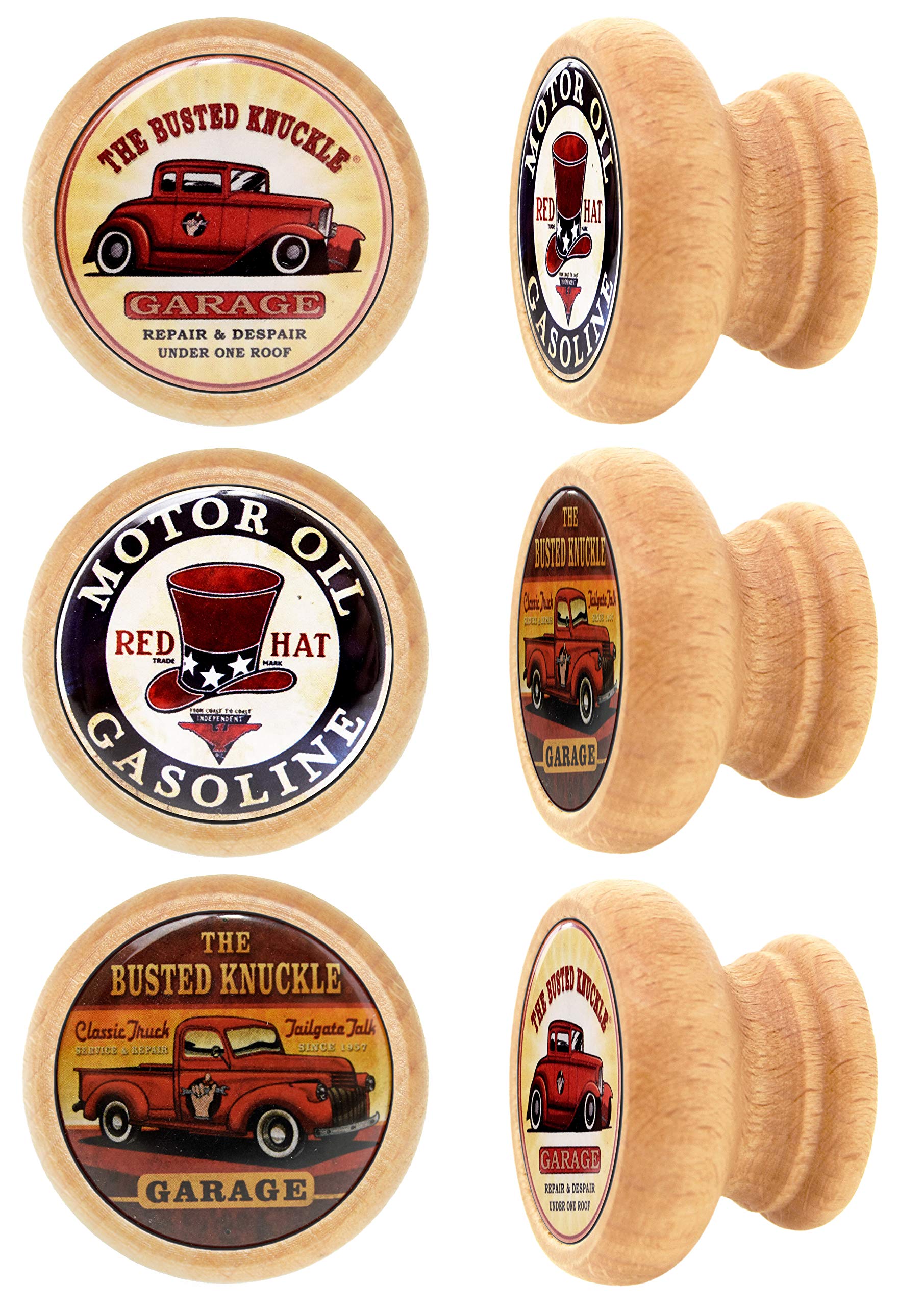 Lashuma Round Furniture Knobs/Drawer Knobs/Material: Wood/Sturdy Chest of Drawers/Diameter 4 cm/Vintage Furniture Handles in Set of 6 American 4 cm Auto