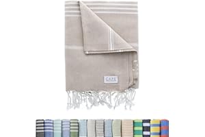 Cape Comforts Large Turkish Beach Towel, Classic Beige - Super Soft & Lightweight Quick Dry Absorbent Towels for Beach, Picnic Blanket or Bath Towel - Sand Free Organic Turkish Cotton Yarn