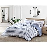 Nautica - Queen Comforter Set, 100% Soft Woven Cotton Bedding with Medium Weight Feel, Reversible 3 Piece Bed Set with Matching Pillowcases (Bay Shore Navy)