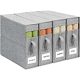 4Pack Sheet Organizers for Linen Closet - King/Queen Size Bedding Storage Boxes with Clear Window, Foldable & Dustproof Linen Organizer for Blankets & Sheet Sets,Grey