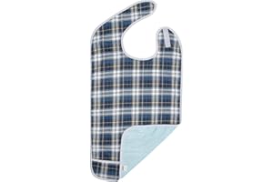 Shorewood Medical Adult Bib for Men, Women. Adjustable neck. Waterproof Inner Lining & Crumb Catcher.Machine wash & Dry