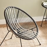 SONGMICS Garden Patio Furniture Set 3 Pieces Acapulco Chair Glass Table Black view 6