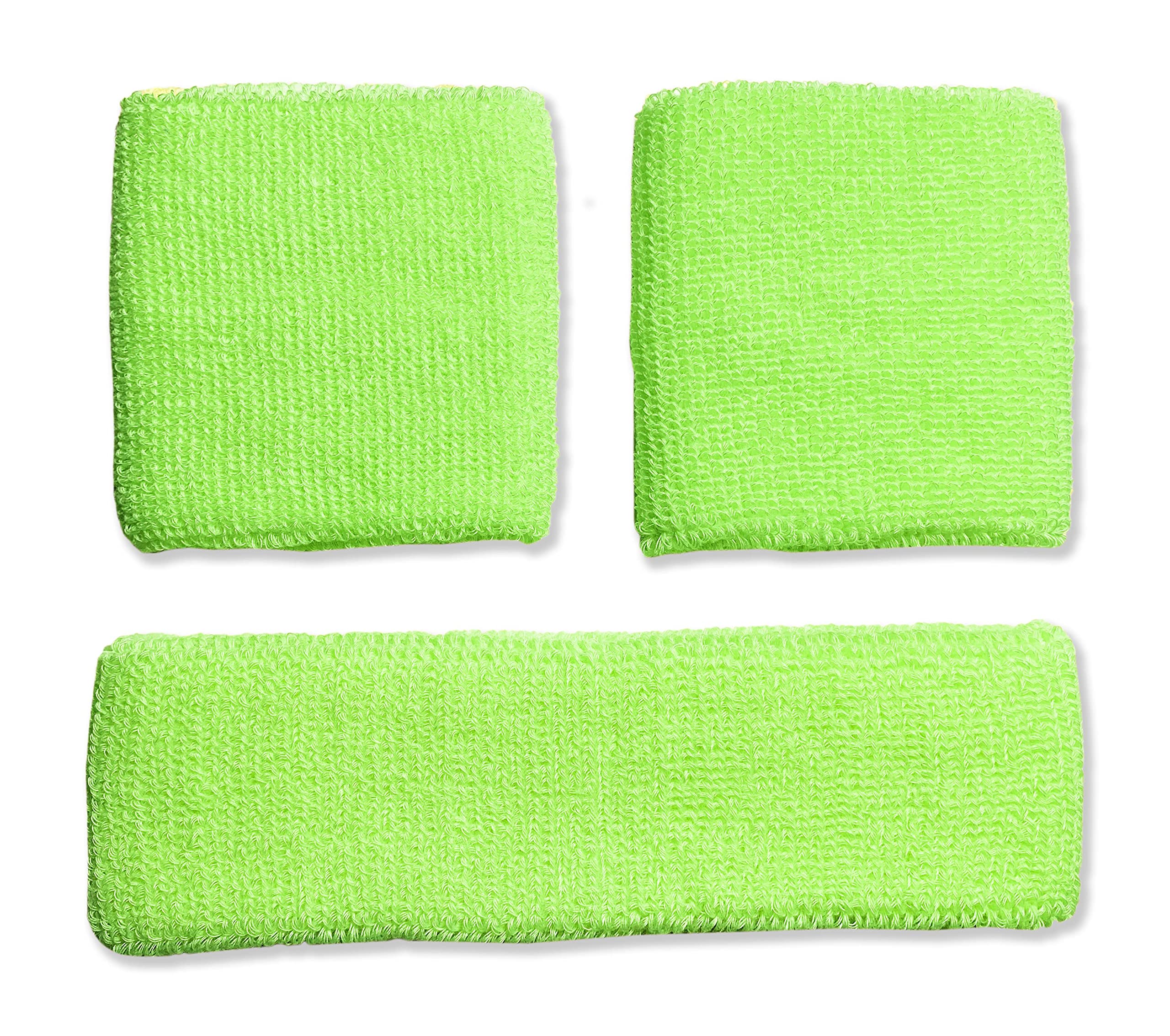 NEON NATION Sweatband Combo Set 2 Wrist & 1 Headband - Neon Green