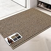 JSEI Dirt Trapper Door Mat 24"x36" Non-Slip Washable Entrance Mat, Dog Doormats, Absorbent & Fade-Resistant Floor Mats, Low Profile Welcome Mats for Entryway, Front Door, and Inside Entrance, Taupe