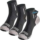 Fauzauk Mens Ankle Running Socks Coolmax Cushion Compression Socks Anti-Blister 3 Pairs Athletic Sock for Hiking Basketball
