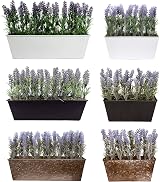 GreenBrokers Artificial Lavender in Rustic Tin Planter 45cm Window Box view 4