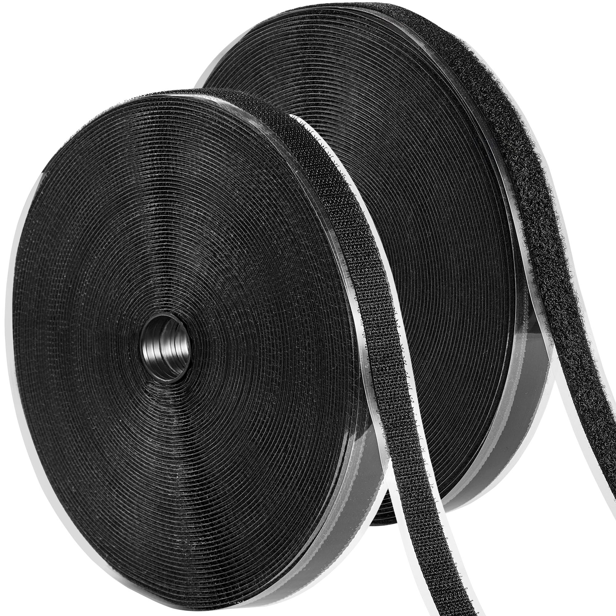 Photo 1 of (72 FT x 1/2 Inch) Strips with Adhesive for Fabric, No Sew Stick On for Fabric, Sticky Back for Clothes, Curtains - Heavy Duty Double Sided Hook and Loop Hem Tape Fasteners, No Sewing No Iron, Black
