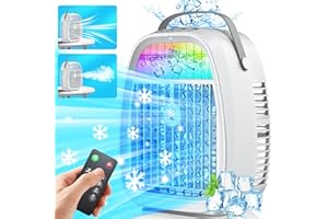 JYew AI Portable Air Conditioners Fan, Evaporative Mini Air Cooler, Misting Humidifier Personal Air Cooler Cooling Fan with Large Water Tank 1000 ML for Home Room Office