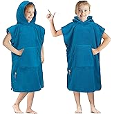 SUN CUBE Kids Changing Robe Surf Poncho, Kids Beach Towels, Hooded Towel for Toddler Bath Pool, Microfiber Quick Dry Wearable Towel Poncho with Hood, Swim Towel for Boys Girls 3-7 Years, Black