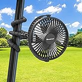 10000mAh Rechargeable Golf Cart Fan, 50H Run, Compatible with EZGO Club Car Yamaha, 7 inch Clip On Fan with Sturdy Tripod, 360° Pivot, 3 Speed & Timer, Cooling for Golf Cart Golf Palyer Essential