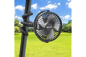 GRANDFAST 10000mAh Rechargeable Golf Cart Fan, 50H Run, Compatible with EZGO Club Car Yamaha, 7 inch Clip On Fan with Sturdy Tripod, 360° Pivot, 3 Speed & Timer, Cooling for Golf Cart Golf Palyer Essential