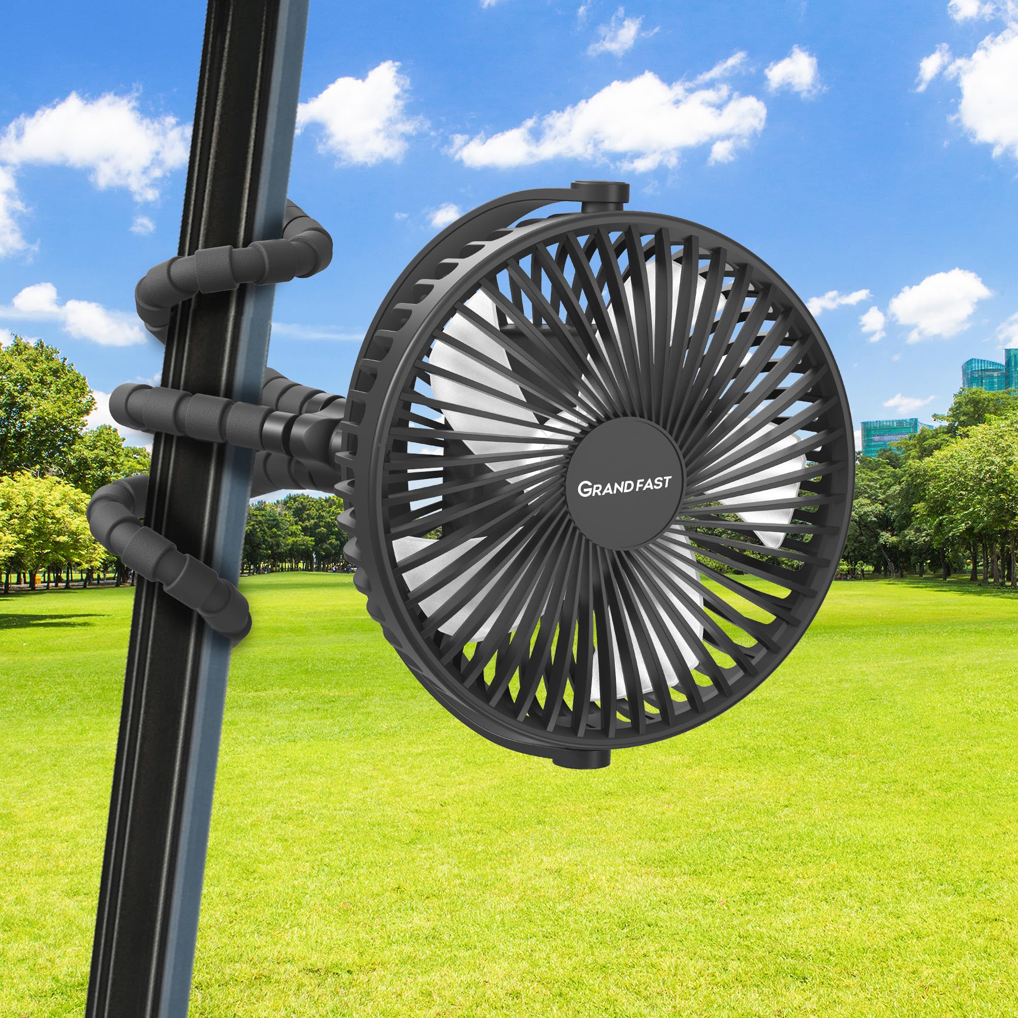 Photo 1 of 10000mAh Rechargeable Golf Cart Fan, 50H Run, Compatible with EZGO Club Car Yamaha, 7 inch Clip On Fan with Sturdy Tripod, 360° Pivot, 3 Speed & Timer, Cooling for Golf Cart Golf Palyer Essential