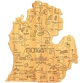 Totally Bamboo Destination Michigan Mitten State Shaped Cutting Board, Charcuterie and Cheese Serving Board – Michigan Gift for Home Décor or Everyday Kitchen Use